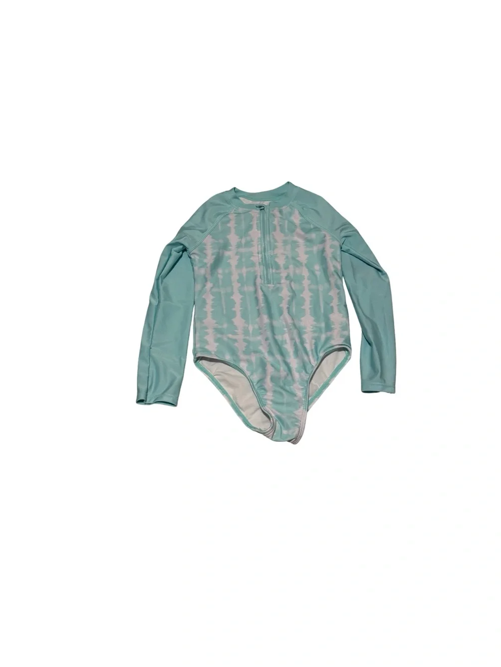Wonder Nation Girls 5T Long Sleeve Aqua Tie Dye One Piece Swimsuit